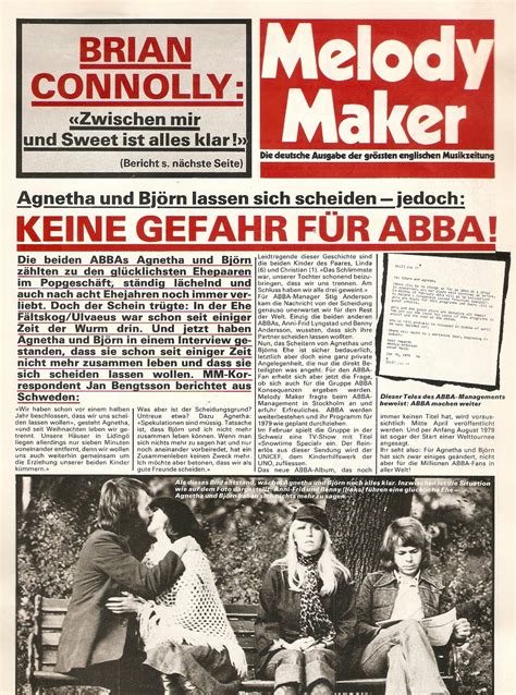 ABBA The Articles Melody Maker Agnetha and Björn are getting a divorce but no danger