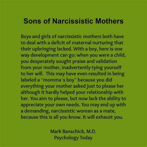 Sons Of Narcissistic Mothers Mental Healthiness Pinterest