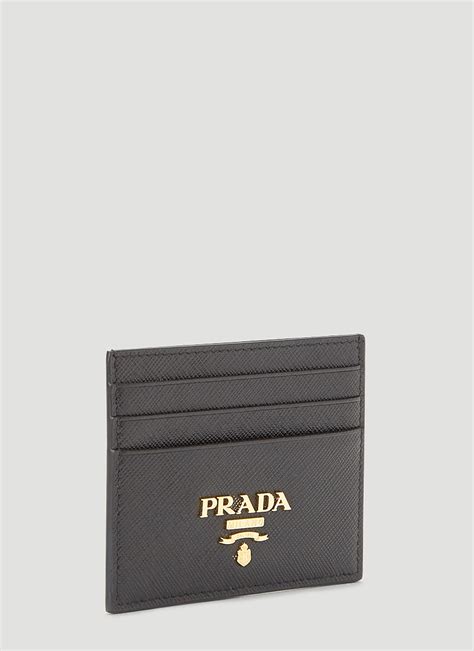 Prada Leather Card Holder In Black Ln Cc