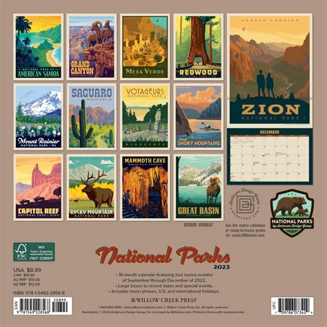 National Parks Adg 2023 Mini Wall Calendar By Anderson Design Group