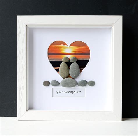 Framed Pebble Art - Pebble Lovers - Stone People - Pebble Couple - Heart Frame - Engagement ...