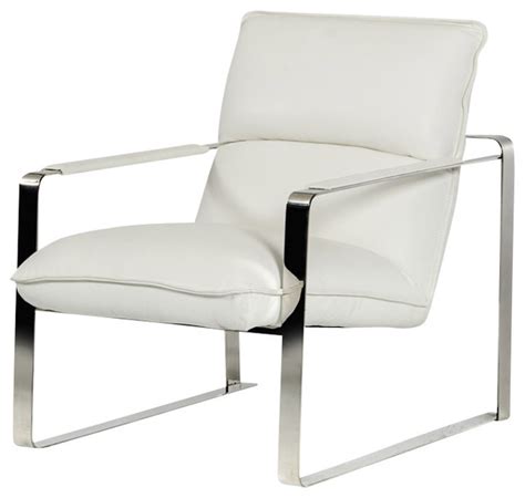 Are you finding best chaise lounge chair indoor. Dunn Modern White Leather Lounge Chair - Modern - Indoor Chaise Lounge Chairs - by LA Furniture ...