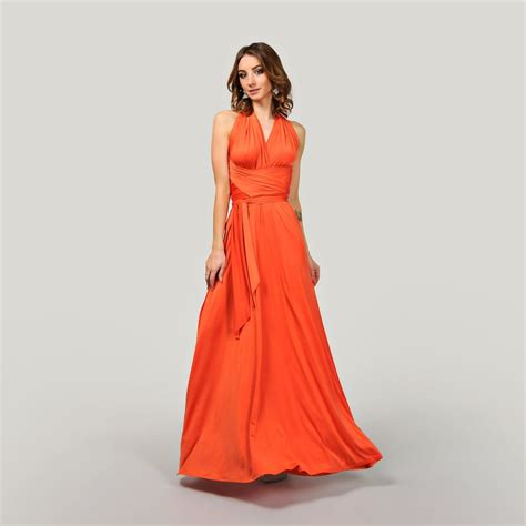 Burnt Orange Maxi Bridesmaid Dress Prom Dress Infinity Etsy