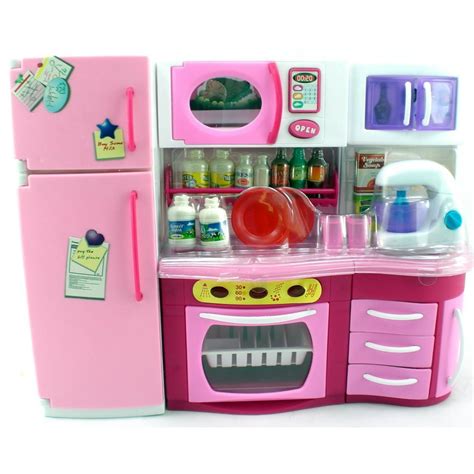 Pink Kitchen With Blender Over Fridge Micro Wave Barbie Size Barbie