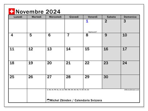 Calendario Novembre 2024 Da Stampare “63ds” Michel Zbinden Ch