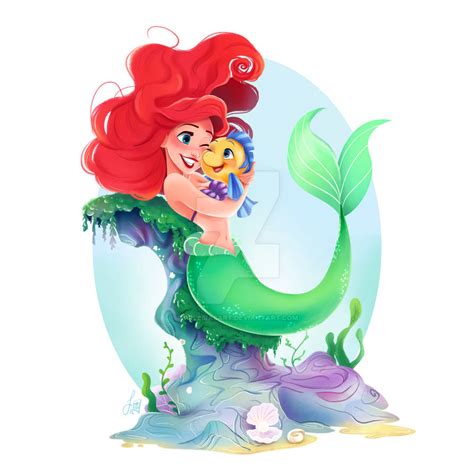 Ariel And Flounder By Freesiasart On Deviantart