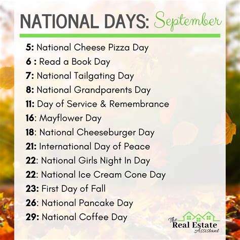 National Days September National Food Day Calendar National Holiday