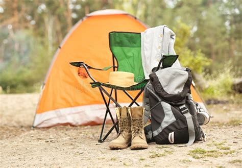 Set Of Camping Equipment Outdoors Stock Photo Image Of Expedition