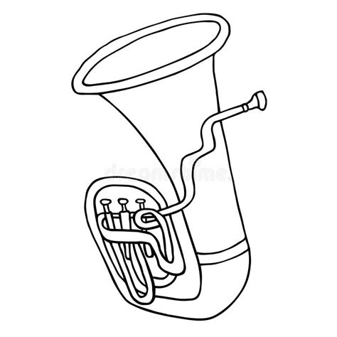 Tuba Schwarz Weiß Färbung Seite Vektor Skizze Vektor Abbildung