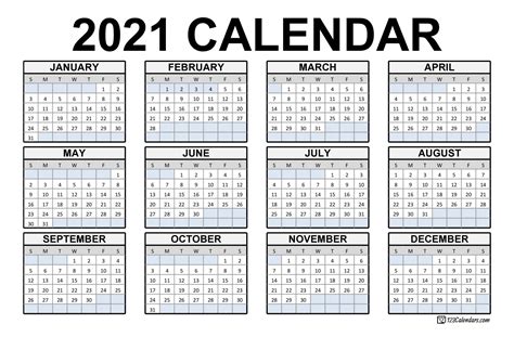 How many working days are there in july. Effective Free Downloadable 2021 Calendar | Get Your ...