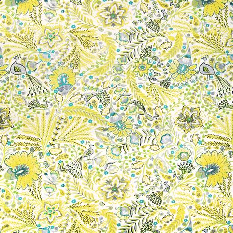 Summer Yellow Floral Linen Upholstery Fabric