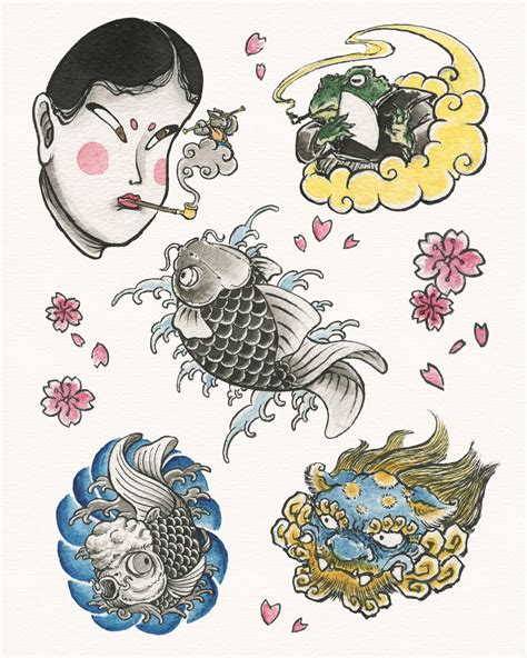 Neo Traditional Japanese Flash Tattoo Series On Behance