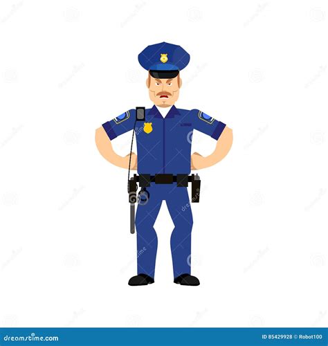 3d Policeman Emoji Icons With Police Cap Stock Illustration