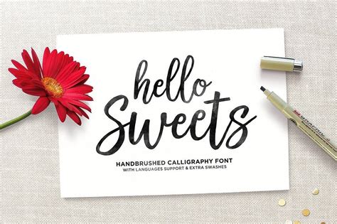 Spent 5 years on master's degree in modern german communications and on content writing. Hello Sweets Typeface, Modern Calligraphy Font, Brush Font ...