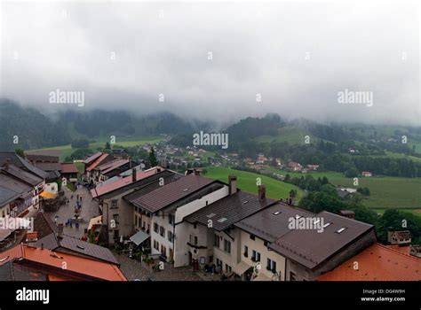 Medieval Town Of Gruyères Fribourg Canton Switzerland Europe Stock