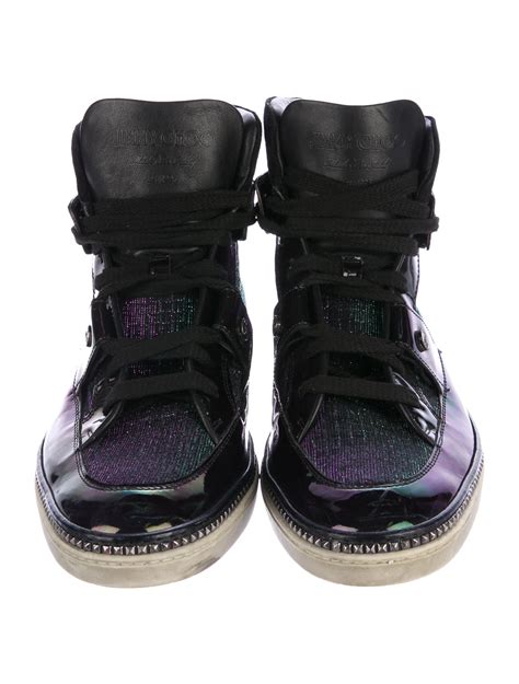 Jimmy Choo Iridescent Patent Leather Sneakers Shoes Jim73043 The