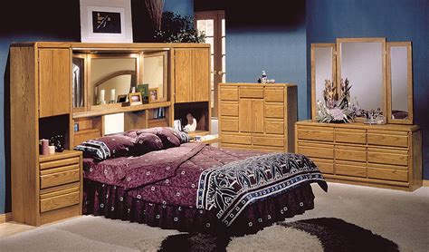 Bedroom Impressive Oak Unstained Bedroom Wall Units And Wooden Dresser