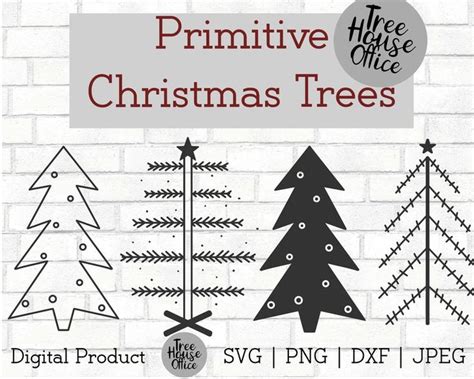 Decoration christmas stickers free png and psd. Primitive Christmas Trees SVG DXF PNG jpeg Christmas Tree ...