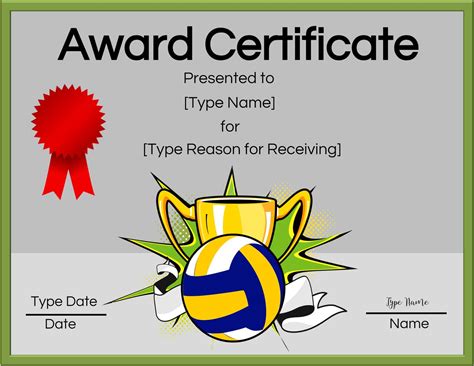 Free Printable Volleyball Award Certificate Template Printable Templates