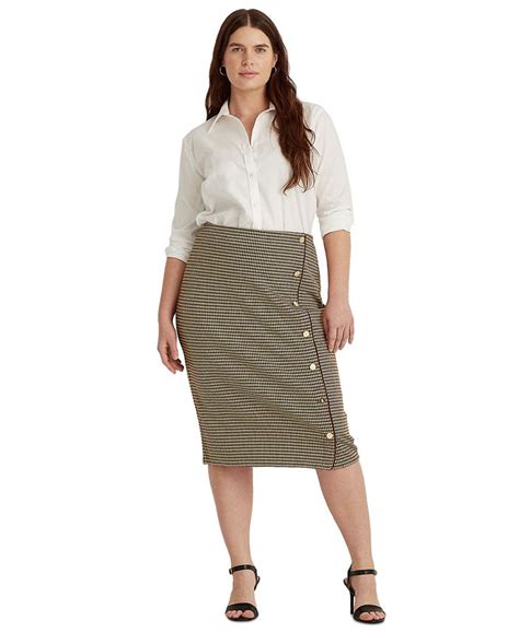 Lauren Ralph Lauren Plus Size Houndstooth Print Skirt Macys