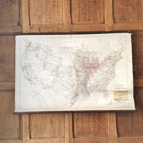 Antique Railroad Mileage Map Of The United States Usa Pull Down Map