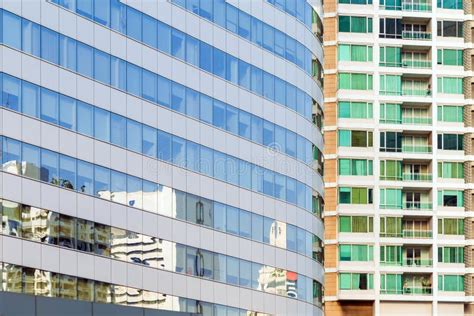 Close Up Of Glass Windows Office Building Nearly Modern Condominium For