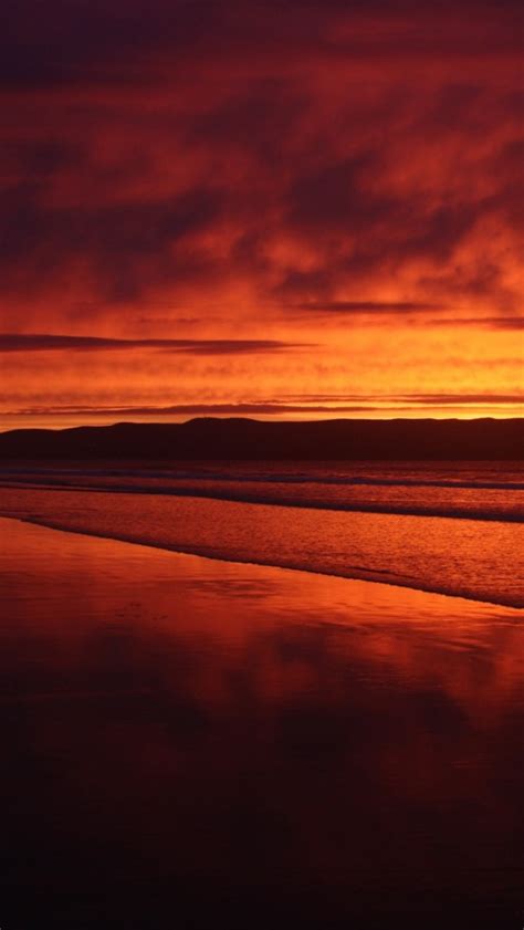 Red Sunset Beach Iphone 5s Wallpaper Download Iphone