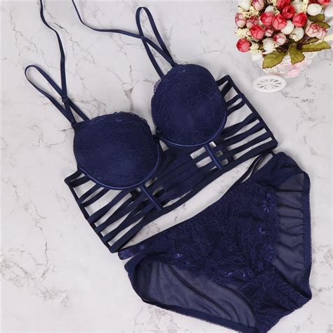 2018 lace bralette sexy bra set push up underwear lace double strap bra and brief sets large cup