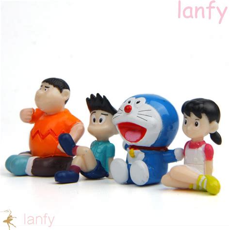 Lanfy 4pcslot Doraemon Sitting Posture Action Figure Toys Anime