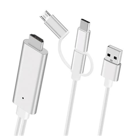 In Hdmi Usb Cable For Iphone Lightning Android Micro Usb Type C To