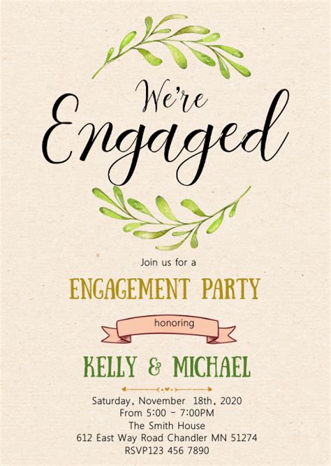 Greenery Engagement Party Invitation Template Postermywall
