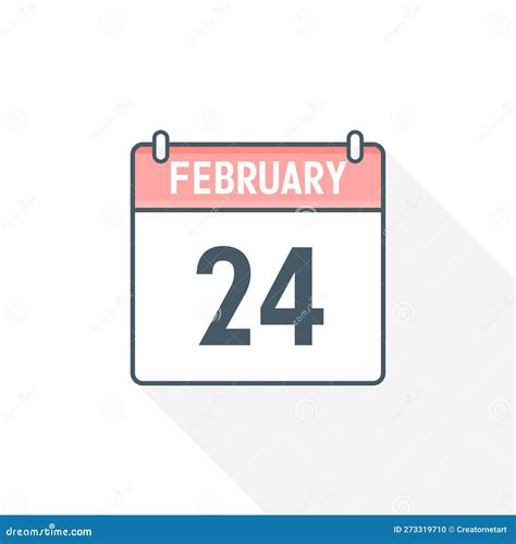 24th February Calendar Icon February 24 Calendar Date Month Icon