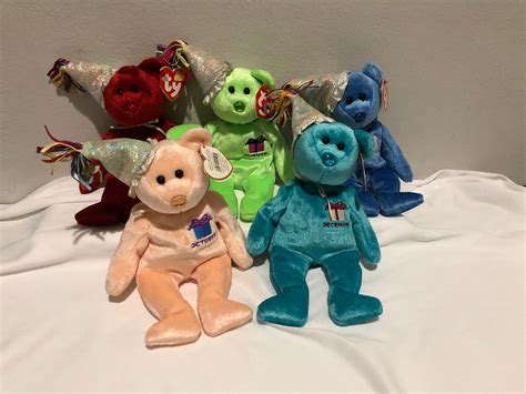 Ty Beanie Babies Choice Of Birthday Bears With Party Hats Etsy