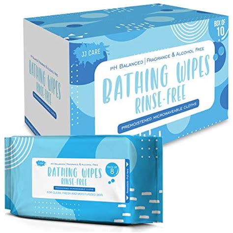 Jj Care [10 Pack] No Rinse Bathing Wipes For Adults Disposable Shower Wipes 80 Count Total