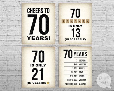 70th Birthday PRINTABLE Posters 70th Birthday Sign Pack | Etsy | 70th birthday decorations, 70th 