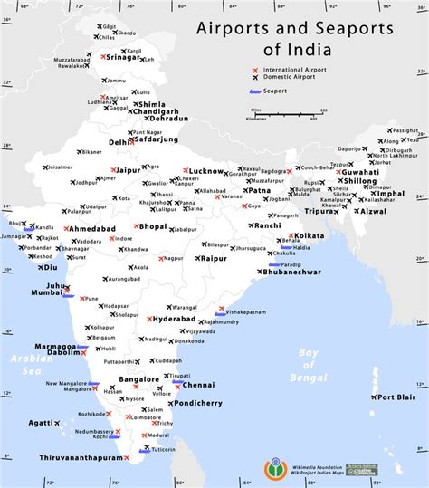 Airport Map Of India International And Domestic Airport Map