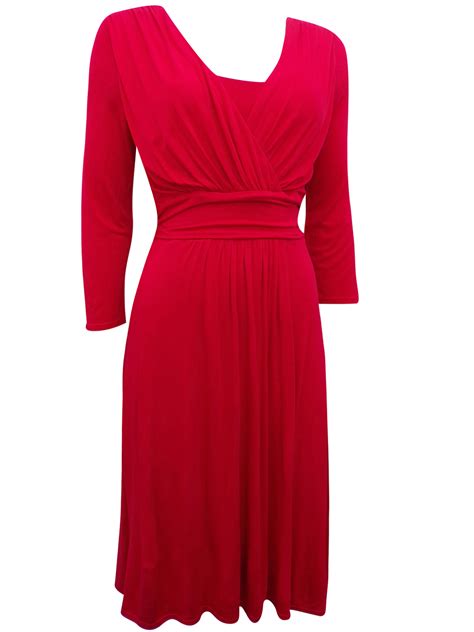 Pure Collection Pure Red 34 Sleeve Jersey Knit Dress Size 12 To 18