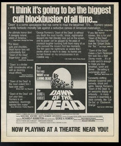 Dawn Of The Dead 1978 Dir George A Romero Newspaper Ad Horror