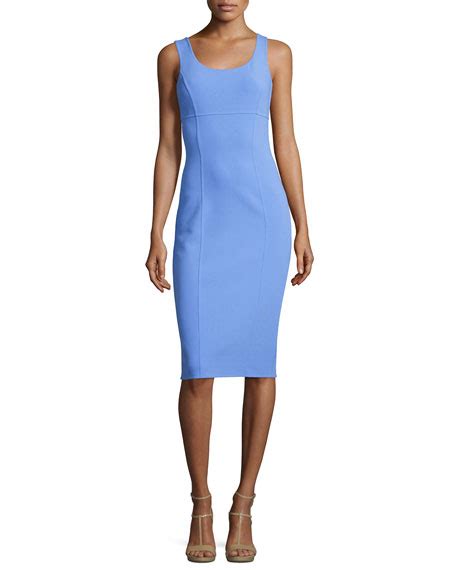 Michael Kors Collection Sleeveless Virgin Wool Sheath Dress Blue