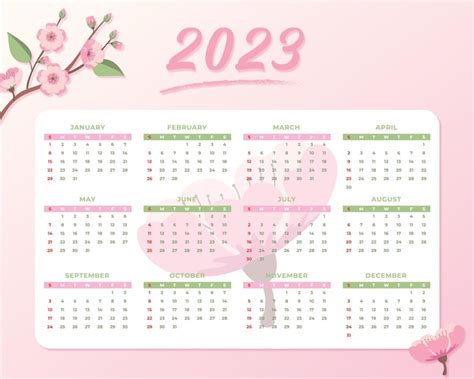 Premium Vector Vector 2023 Cherry Blossom New Year Calendar Background