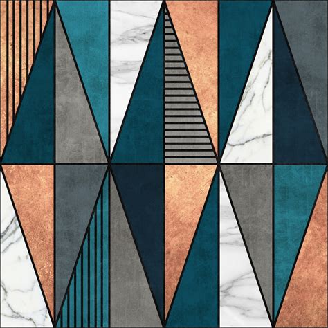 Copper Marble Triangles W Blue Wallpaper