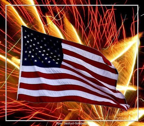 American Flag And Fireworks Photograph By Rose Santuci Sofranko Pixels
