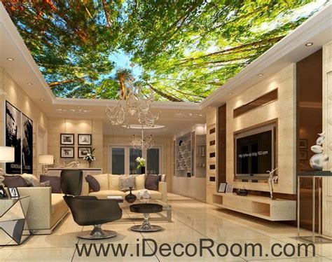 Tall Tree Forest Blue Sky 00077 Ceiling Wall Mural Wall