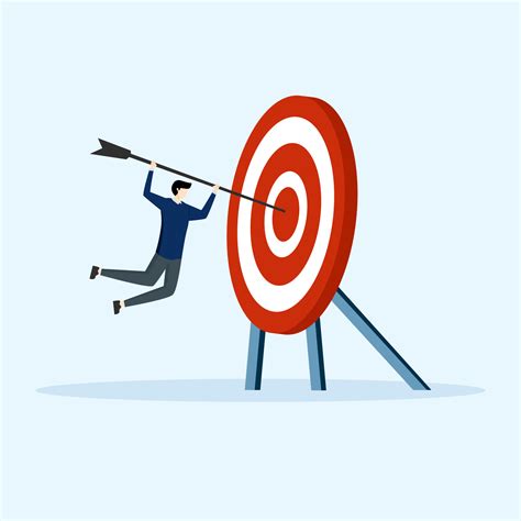 Business Vision Businessman Hitting Arrow On Target Team Work