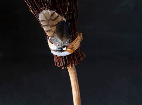 Small Witches Broom With Gems And Feathers Birch Branches Etsy