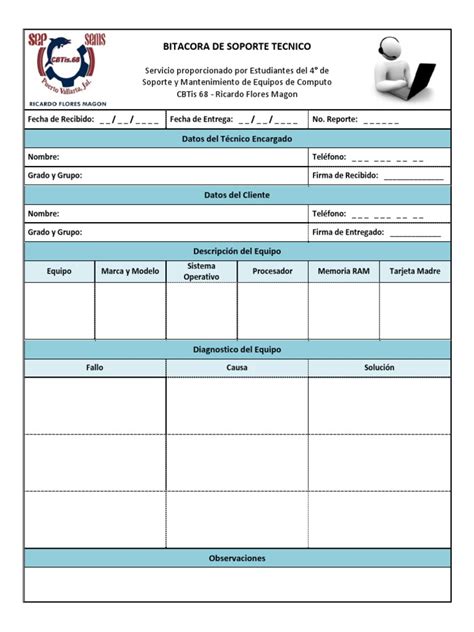 Formato Para Bitacora De Soporte Técnicodocx