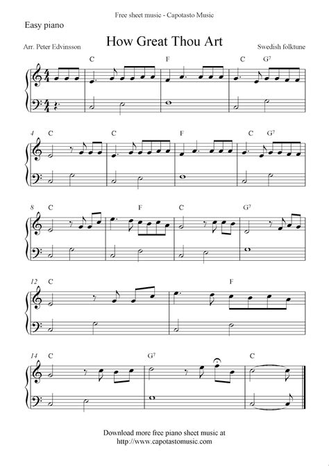 Easy piano songs for beginners: Free easy piano sheet music, How Great Thou Art