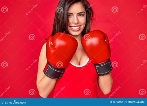 successful confident woman in boxing gloves stock image image of spirit model 157600911