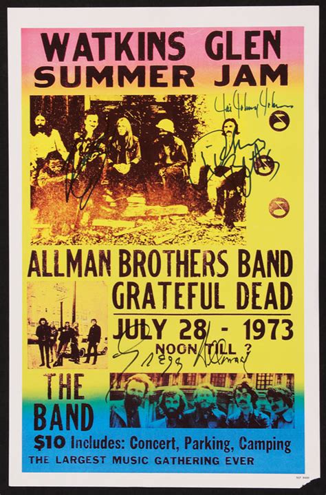 Lot Detail The Allman Brothers Band Signed Watkins Glenn Festival