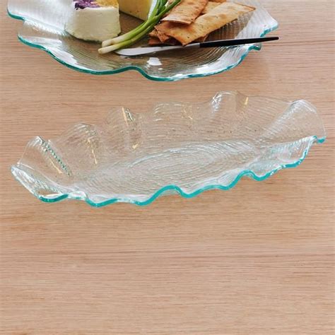 The Annieglass Dune Small Oval Tray Is Sustainably Handmade In California From Clear Glass The